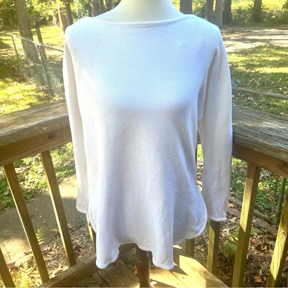 Michael Kors Cream Long Sleeve Top pullover sweater zip sides